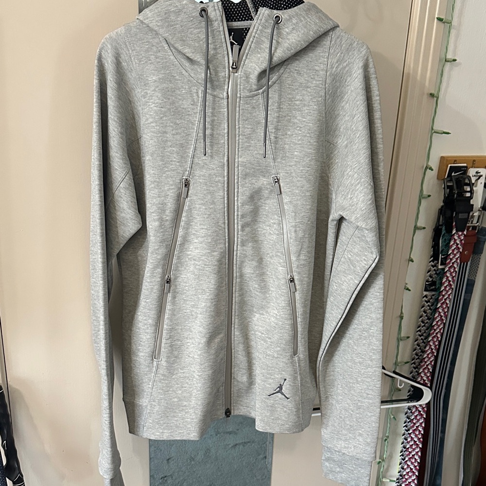 Nike Air Jordan Men’s Hoodie Jacket Zip Up Light Gray Medium New w Tags $165